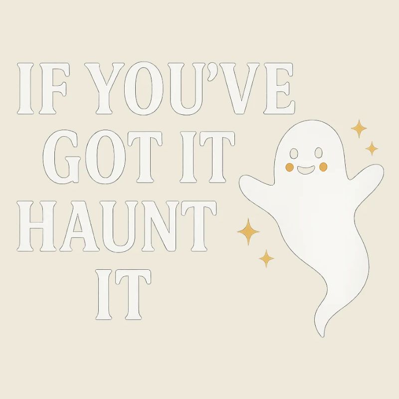 Humorous ghost motif with saying