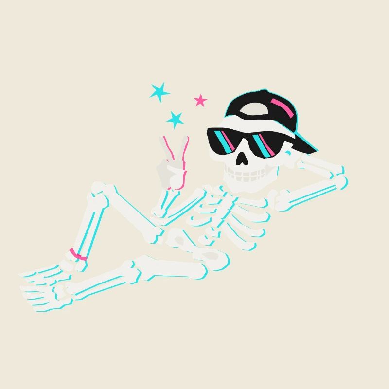 Skeleton neon peace – retro energy