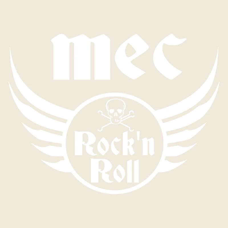 Mec Rock and Roll Crâne Ailes Blanc