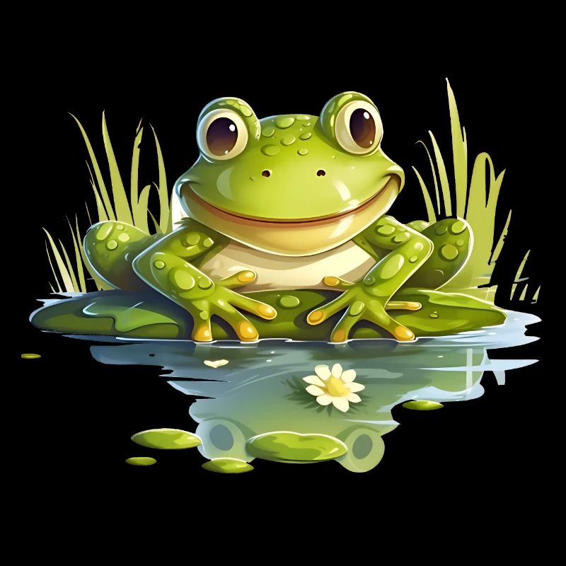 Une drôle de grenouille assise sur le rivage