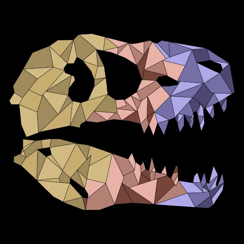 T REX SCHÄDEL geometrisch bunt