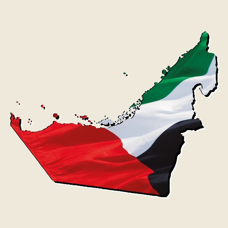 (UAE) Emirates flag in the Emirates map
