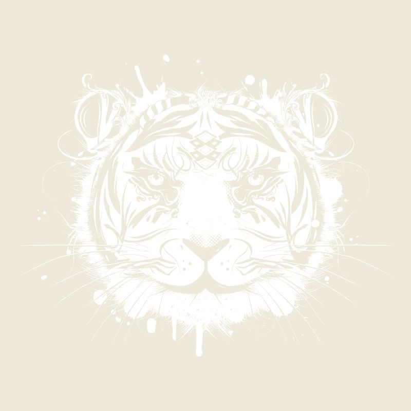 Kunstvoller Weißer Tiger – Tribal Artwork