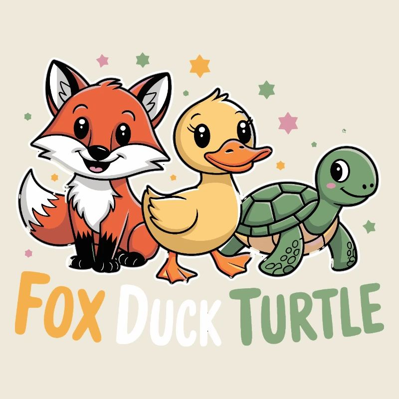 Fox Duck Turtle Cute Animal Friends