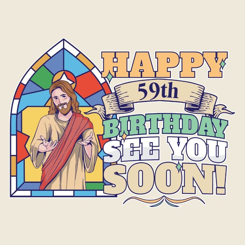 Joyeux 59e anniversaire À bientôt Jésus drôle Mème