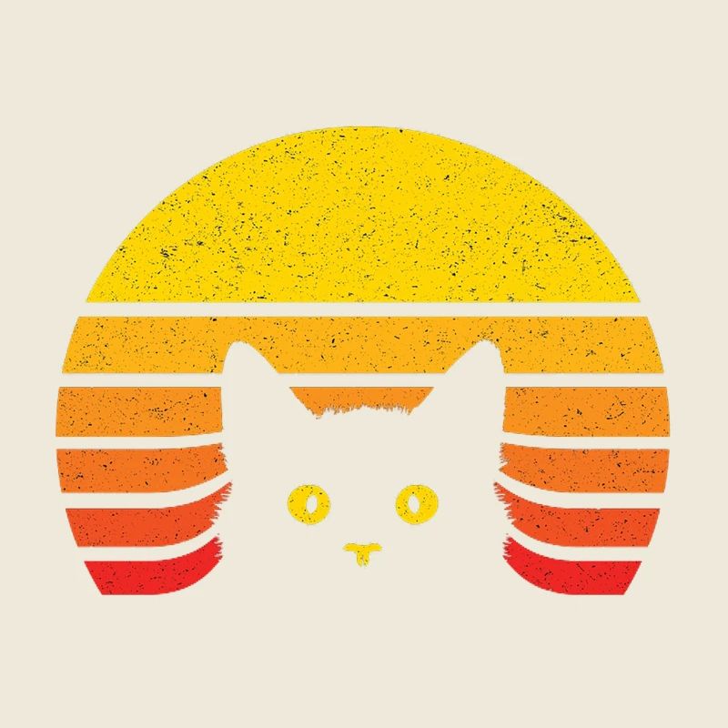 Chat silhouette au soleil rétro