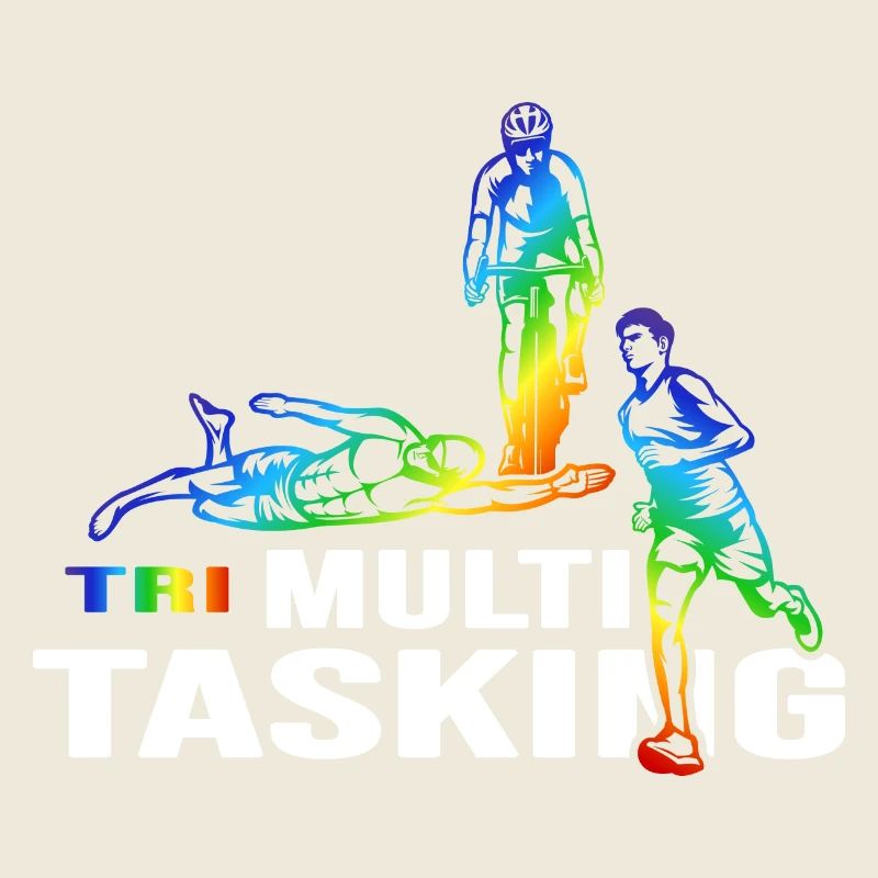 Triathlon multitasking Triathlet "swim-bike-run"