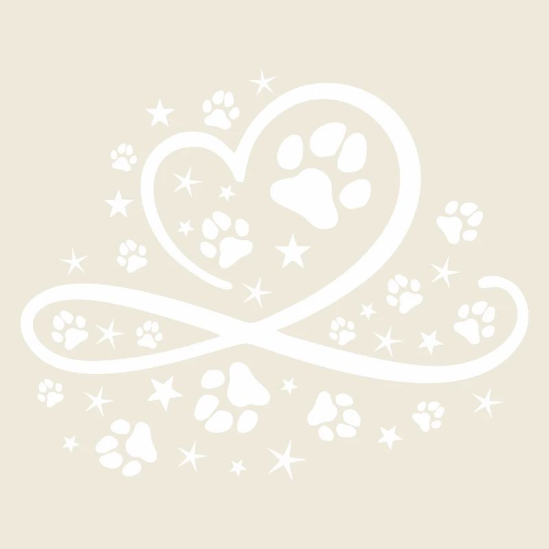 Herz mit Pfötchen und Sternen