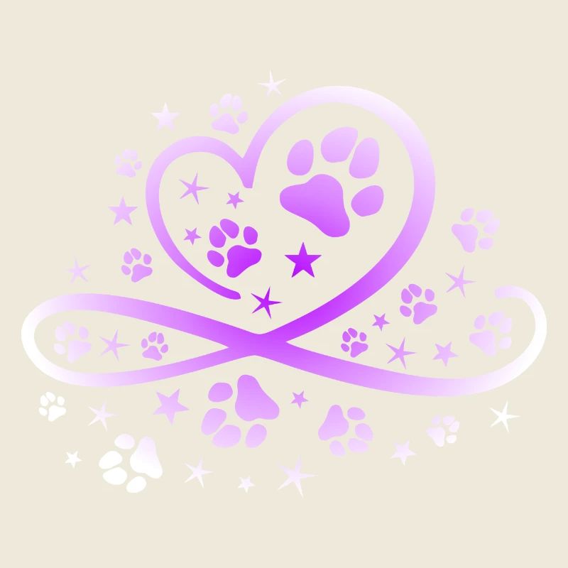 Herz mit Pfötchen und Sternen