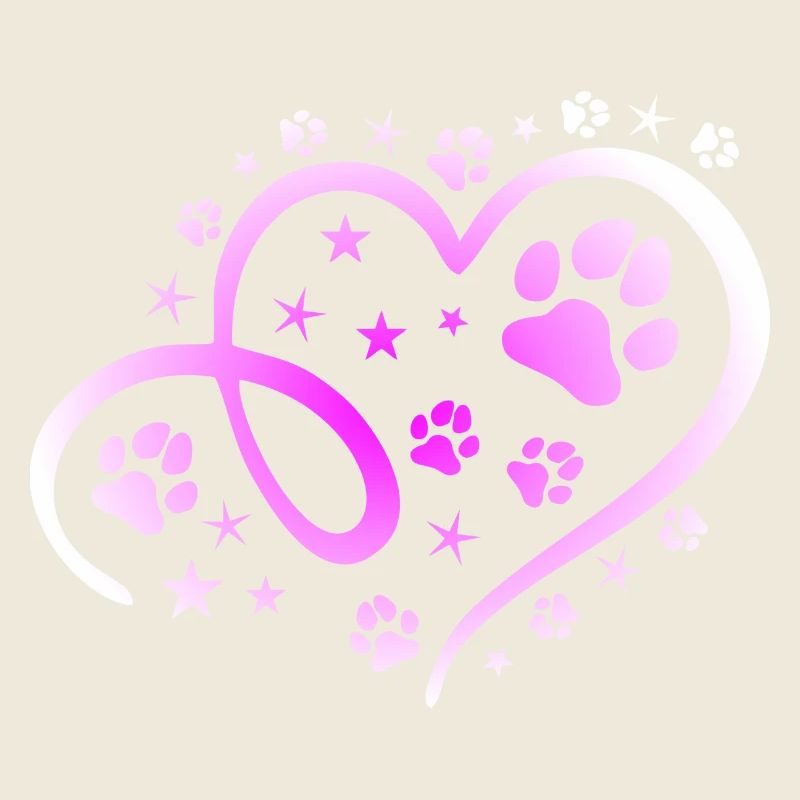 Herz mit Pfötchen und Sternen