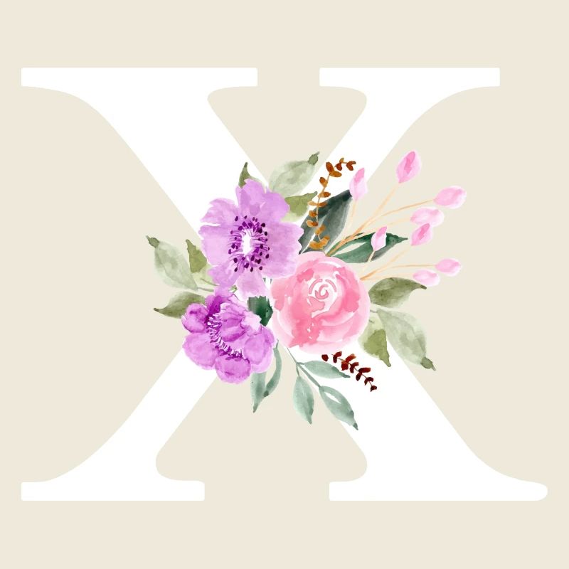 Lettre x floral violet