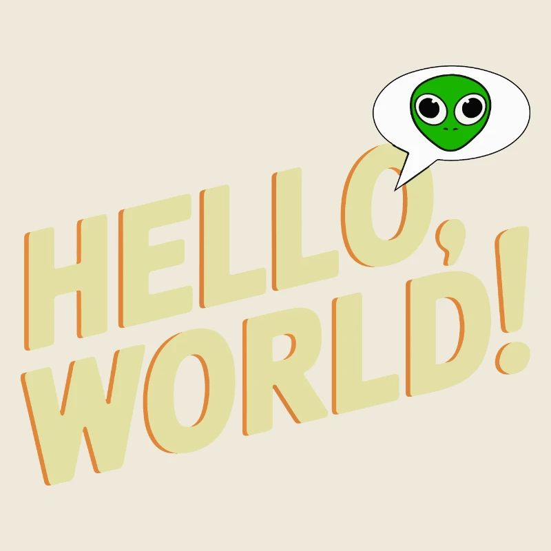 Verspieltes Alien Hello World Design