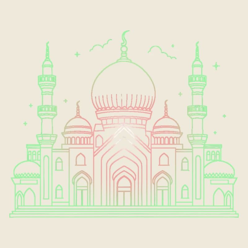 Moschee Stern Halbmond stilisiert grün oder schwarz