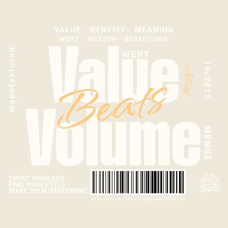 Valeur l’emporte sur le volume – Design de déclaration (foncé)