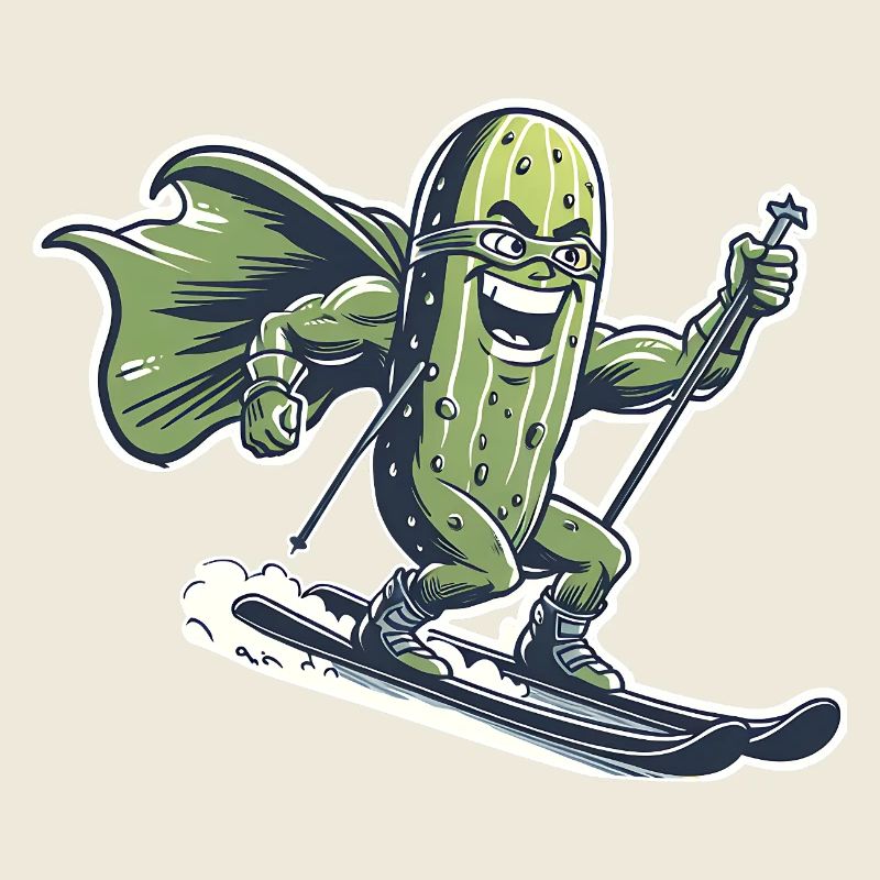 Super-héros Concombre Sur Skis Drôle Ski Humour