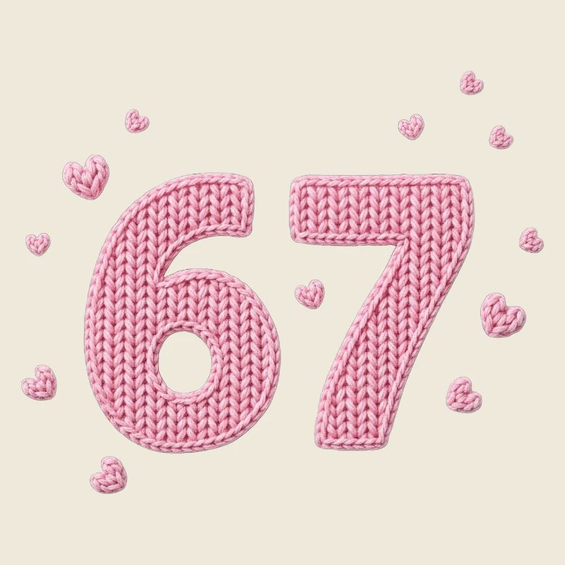 6 7 Meme – Pink Heart Pattern