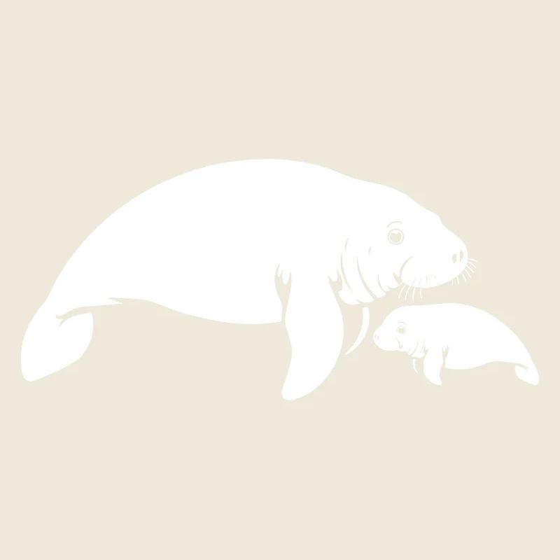 Maman lamantin avec bébé - Lamantin - Sirène