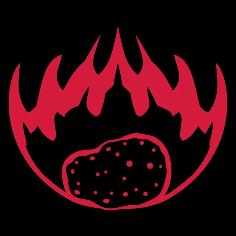 flammes brûlantes pomme de terre feu fuite de nourriture chaude
