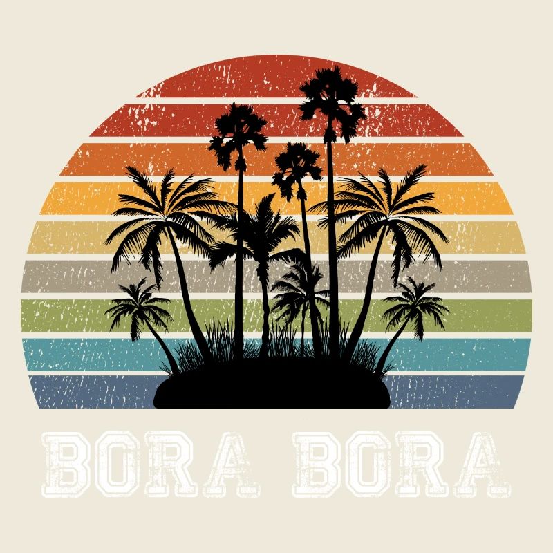 Bora Bora Vintage Design mit Palmen / Geschenk