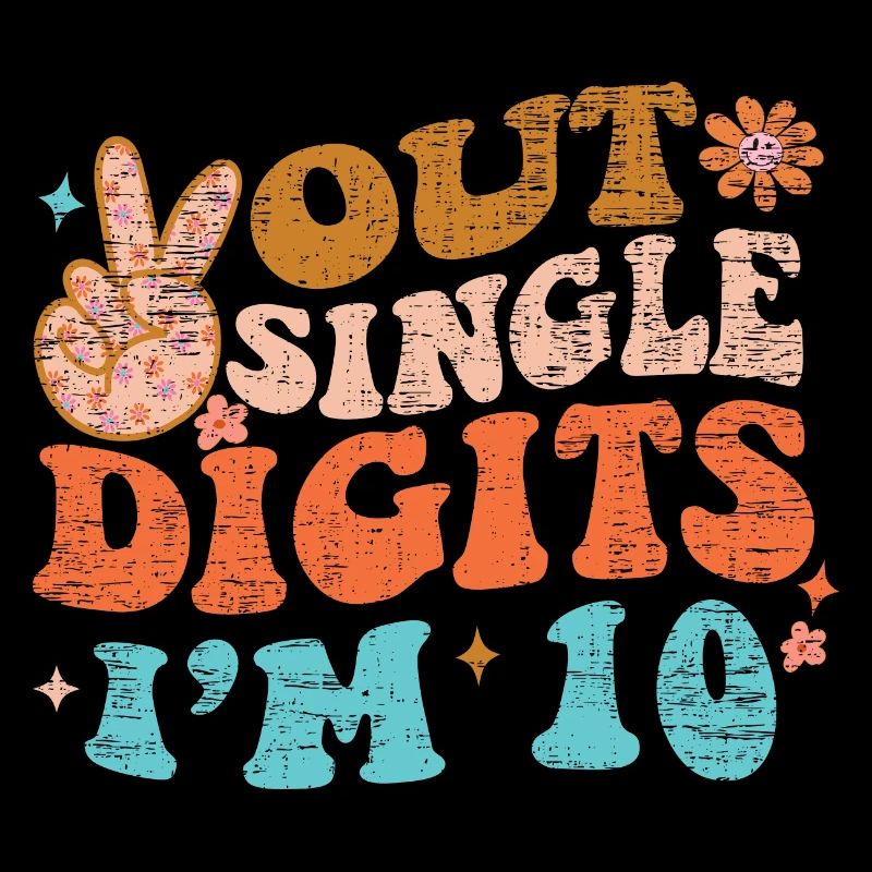 Groovy Peace Out Single Digits I'm 10 Birthday
