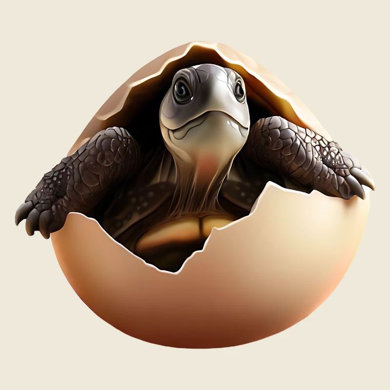 Turtle hatches from the egg