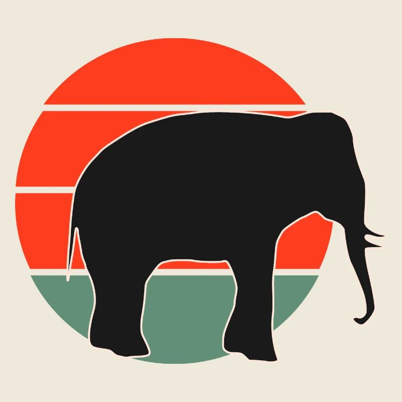 Design vintage de coucher de soleil d’éléphant