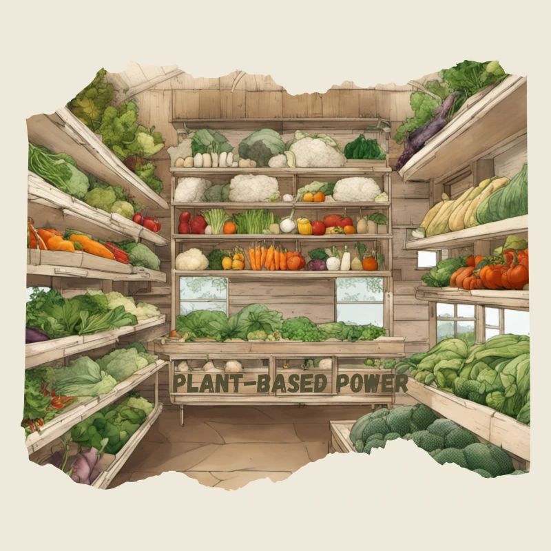 Vegetables stand anime style plant based power