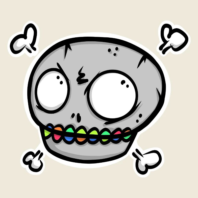 Spooky Fun - Crâne avec des dents colorées d’Halloween