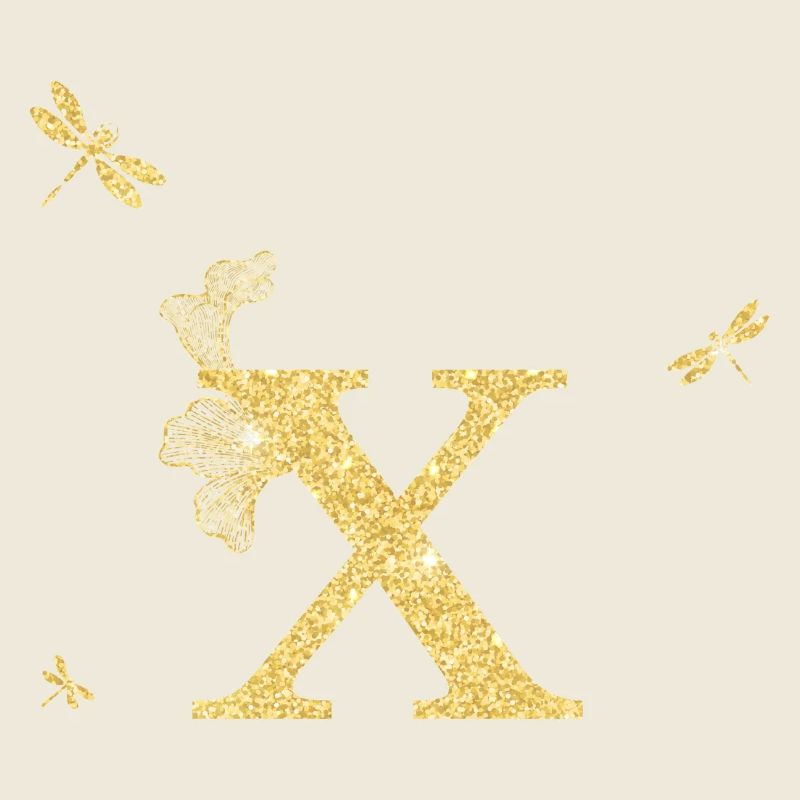 Buchstabe x Gold Glitzer Libelle - Geschenkidee