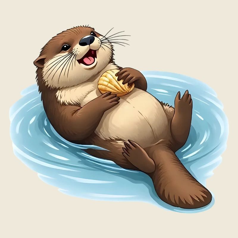 Relaxed beaver with shell