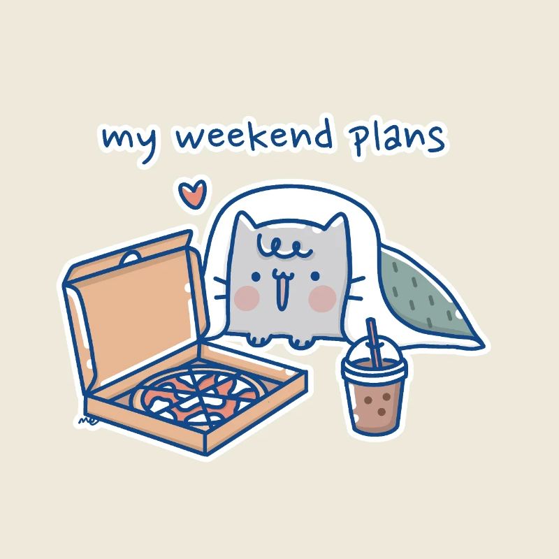 Kawaii Katze mit Pizza Design