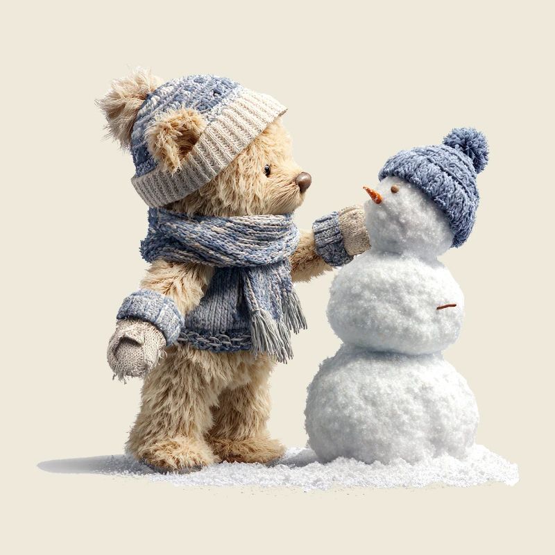 Winterfreund Bär und Schneemann