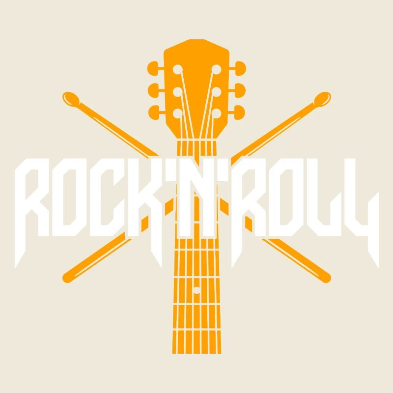 Emblème guitare et baguettes de Rock 'n' Roll