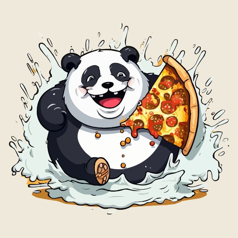 Dessin animé Panda Pizza Splash