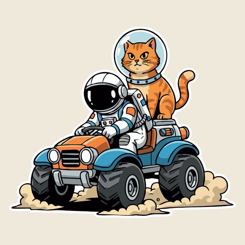 Red Cat Astronaut Quad Lunar Space