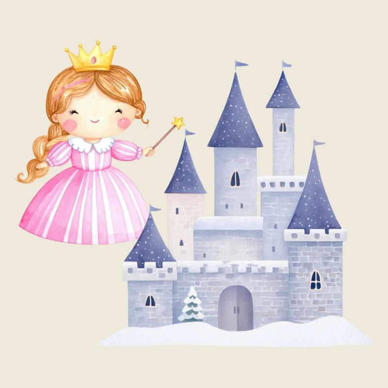 Princesse devant le château de neige