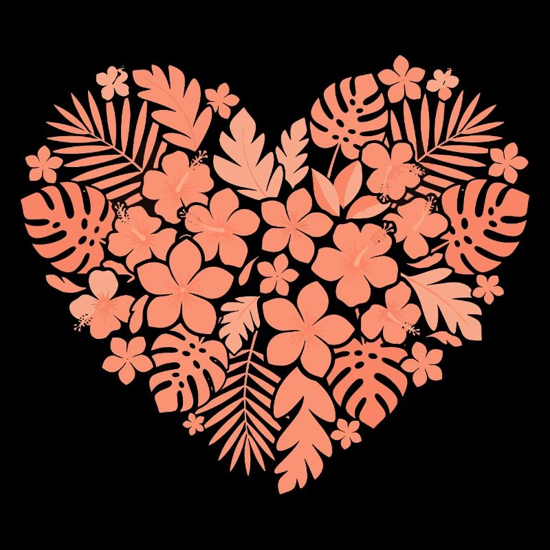Tropical flower heart design