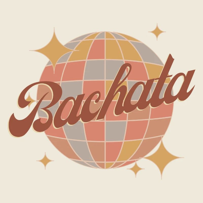 Bachata dance retro vintage design with disco ball