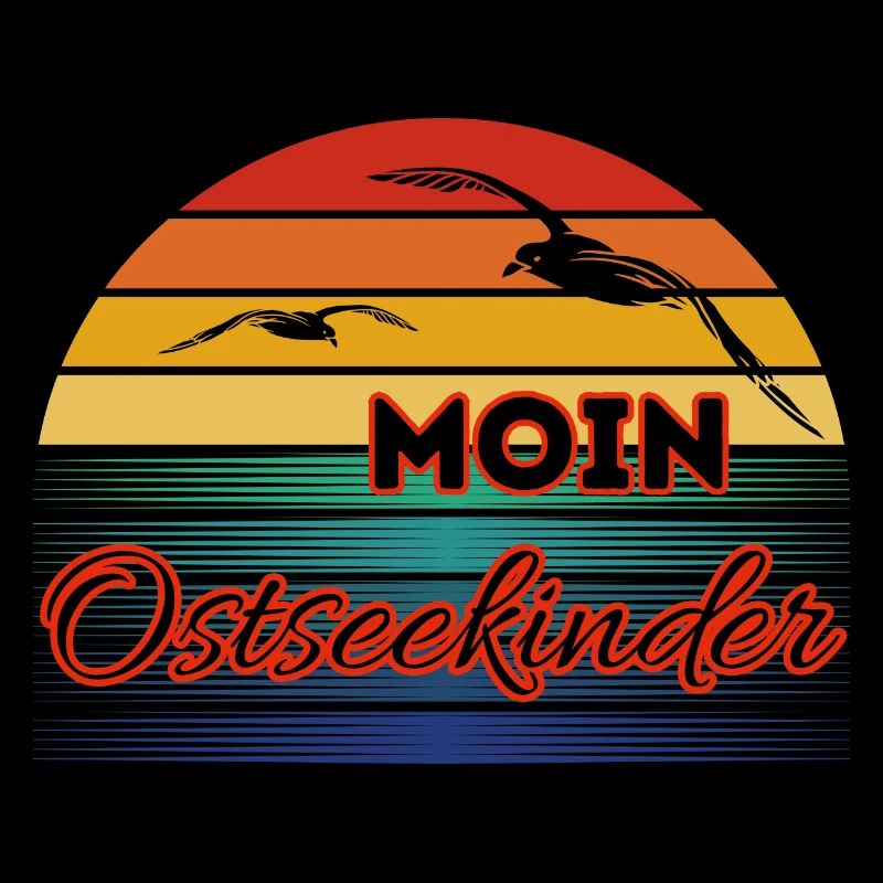 Moin Ostseekinder mit Möwe im Retro Style