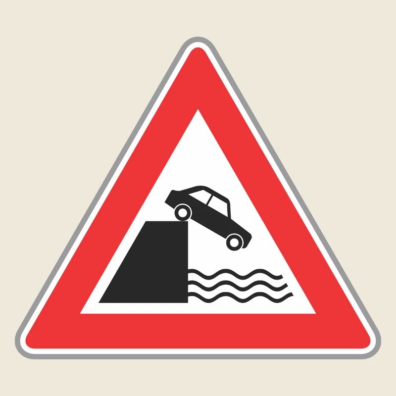 Panneau routier voiture peut tomber à l'eau