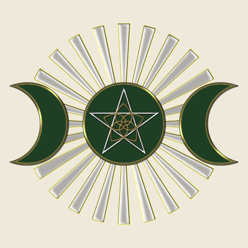 Lune - Pentagram - Vénus fleur - vert