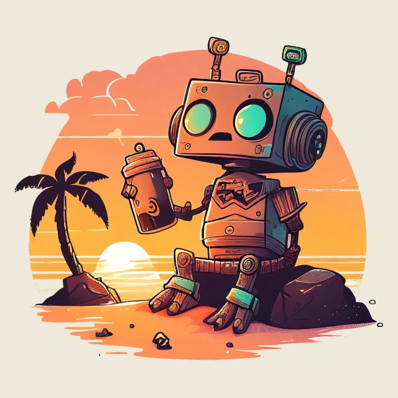 Un petit robot posant une question sur le sens de la vie