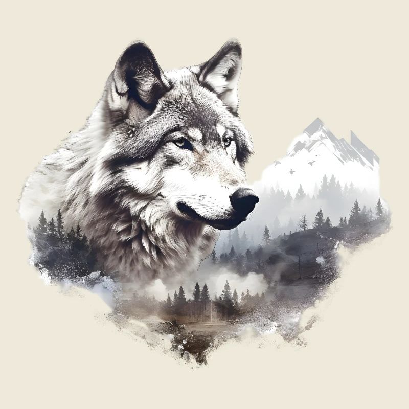 Wolf mit Bergen
