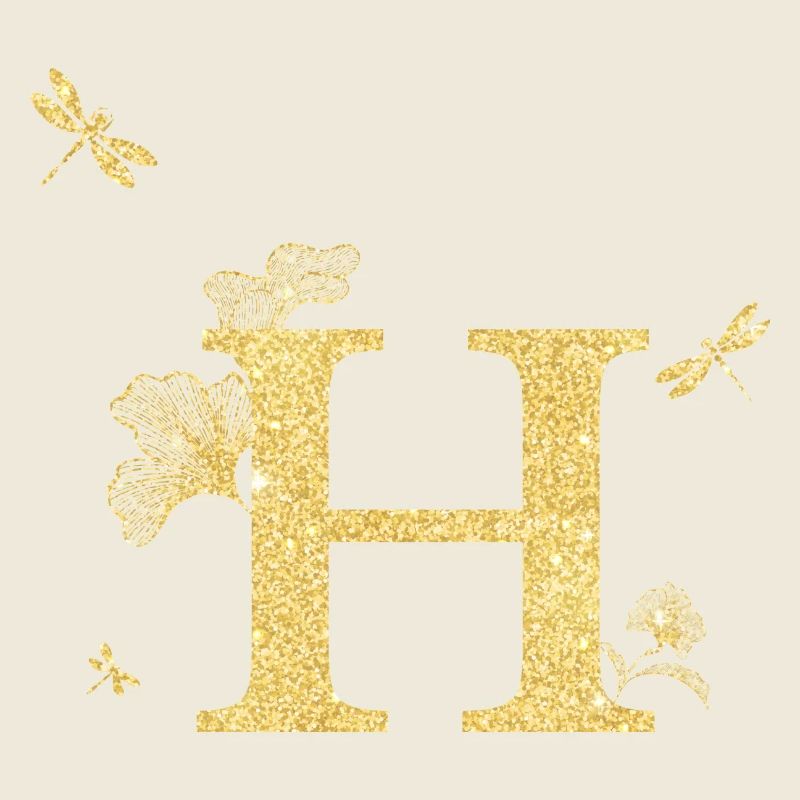 Buchstabe h Glitzer goldene Libelle - Geschenkidee