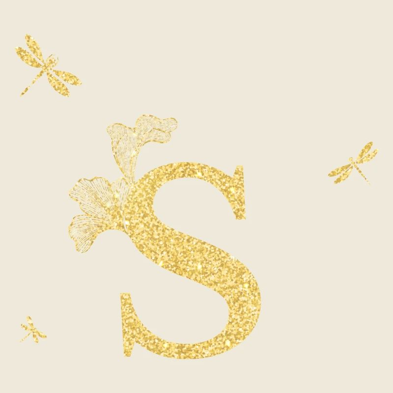Buchstabe s Goldene Glitzer Libelle - Geschenkidee