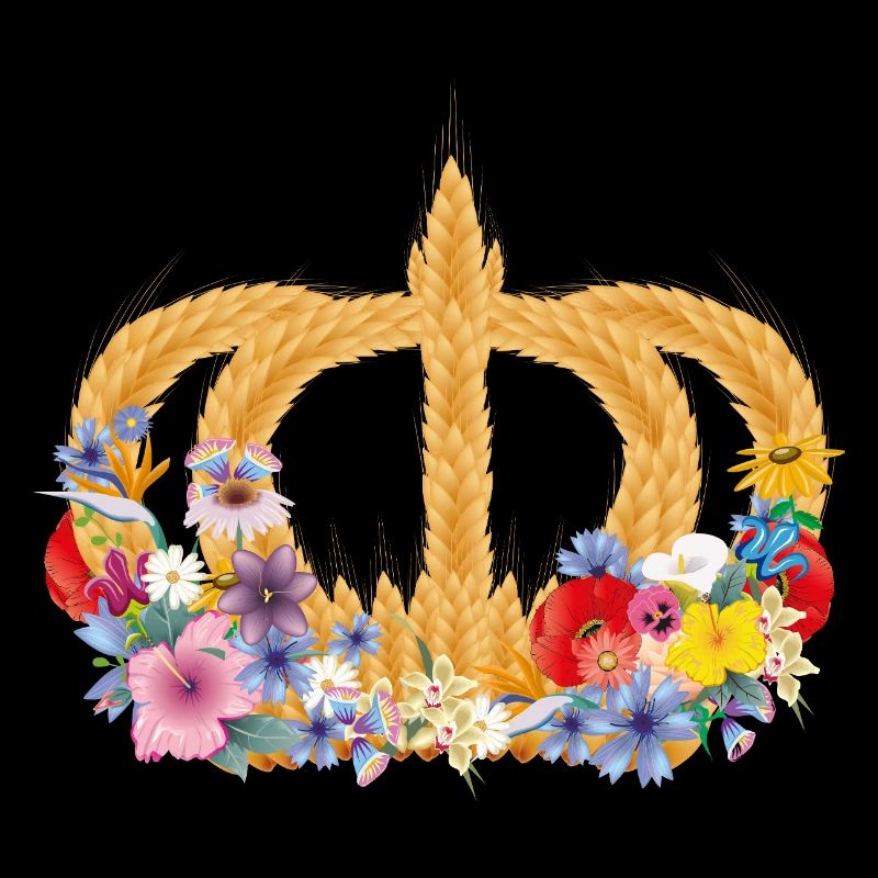 Couronne de blé avec des fleurs – symbole de la nature et de la récolte