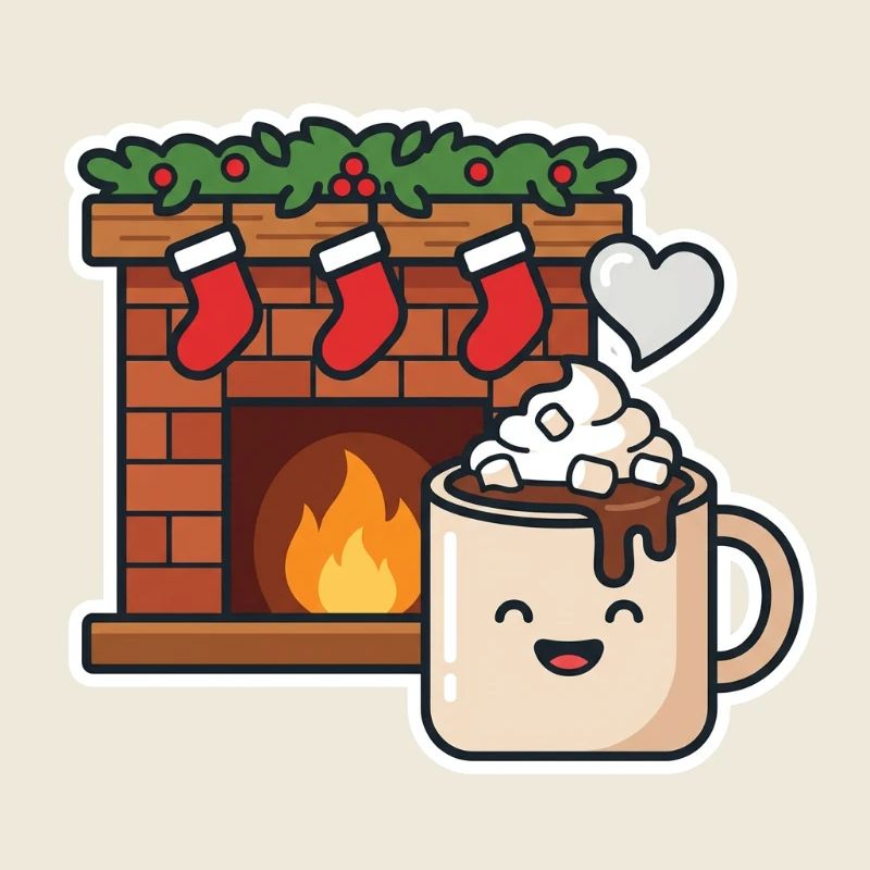 Chocomel chaud près du feu joyeux