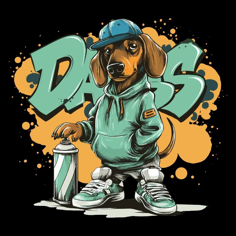Graffiti Hund mit Hoodie