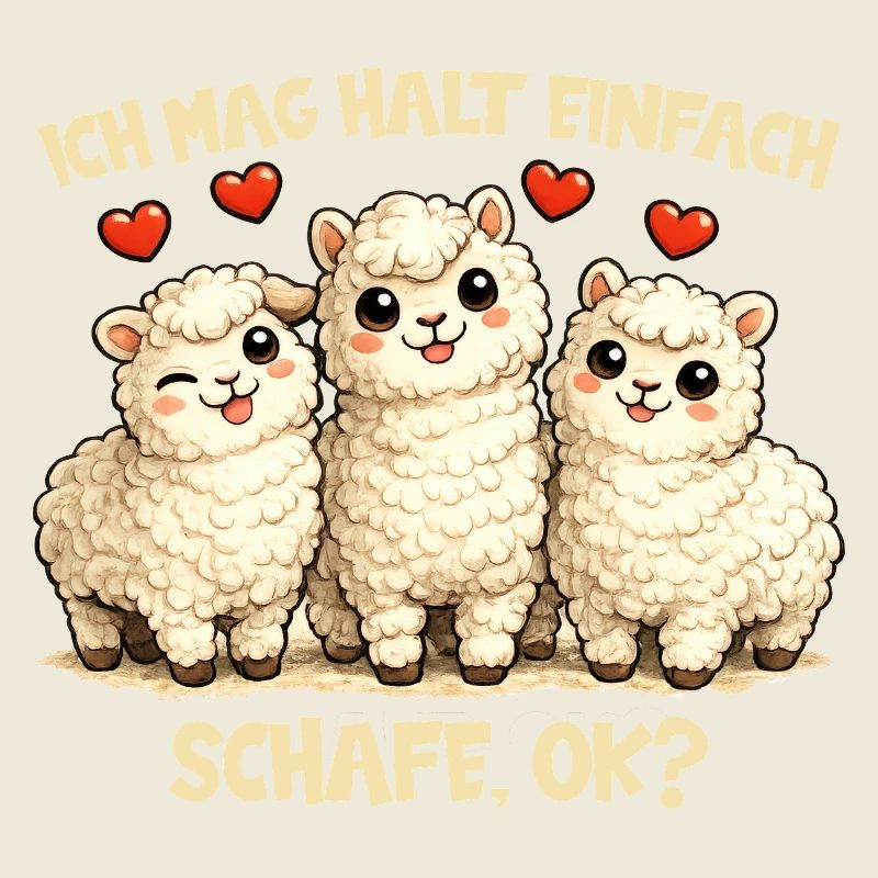 Schafe Comic Motiv mit Herz und lustigem Spruch