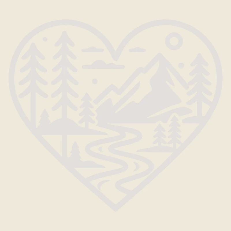 Heart Landscape Mountain River Forest
